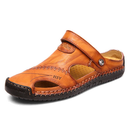 Herren Leder Sandalen Offen mit verstellbarem Riemen Komfort