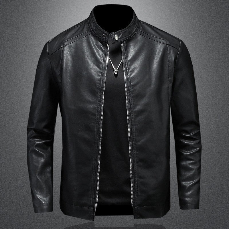 Vegan Lederjacke Slim Fit Stehkragen Reißverschluss Minimalistisch - BerlinGlamour