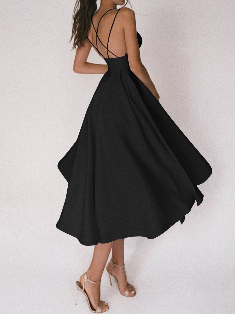 Satin-Kleider Damen Überkreuz Träger Elegent