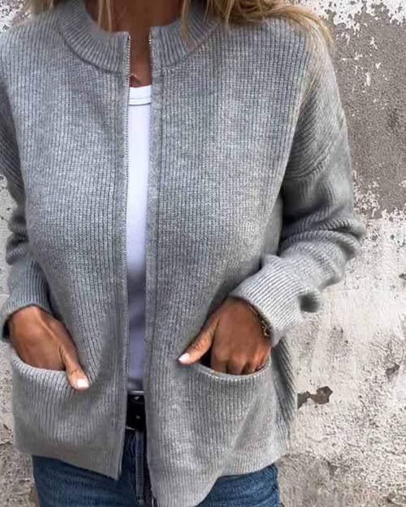 Einfachjacke Damen Klassisch Reißverschluss Modern