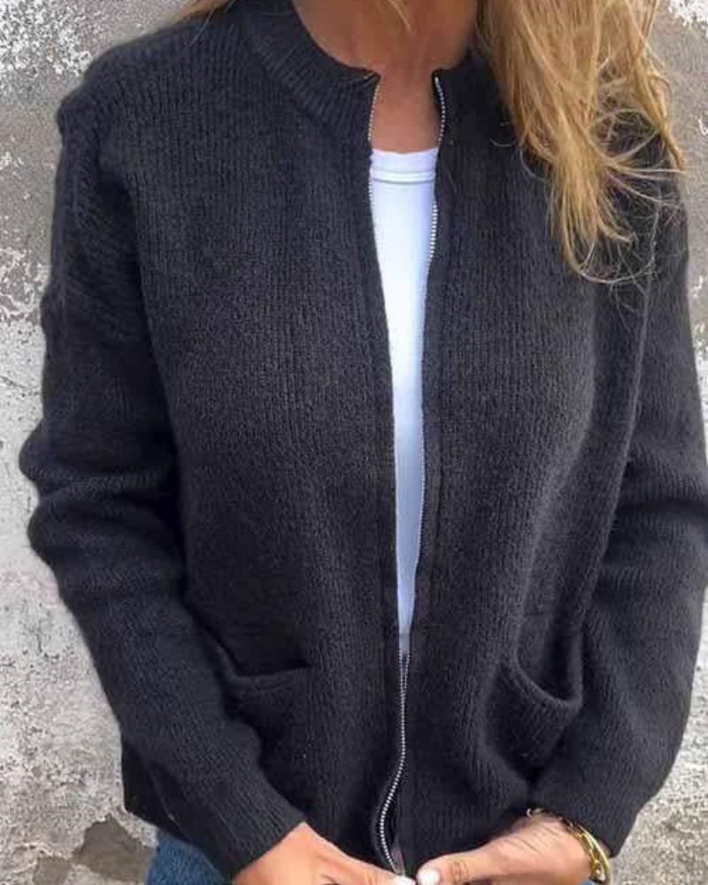 Einfachjacke Damen Klassisch Reißverschluss Modern