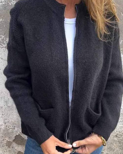 Einfachjacke Damen Klassisch Reißverschluss Modern
