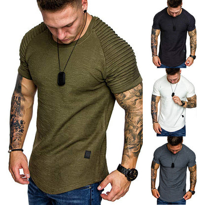 Herren Rundhalsshirt Modern Strukturiert Schulterpartie