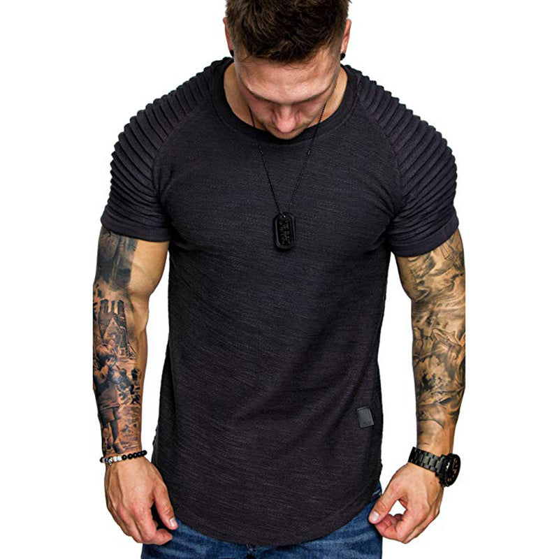 Herren Rundhalsshirt Modern Strukturiert Schulterpartie