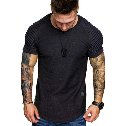 Herren Rundhalsshirt Modern Strukturiert Schulterpartie