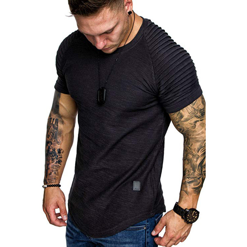 Herren Rundhalsshirt Modern Strukturiert Schulterpartie