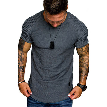 Herren Rundhalsshirt Modern Strukturiert Schulterpartie