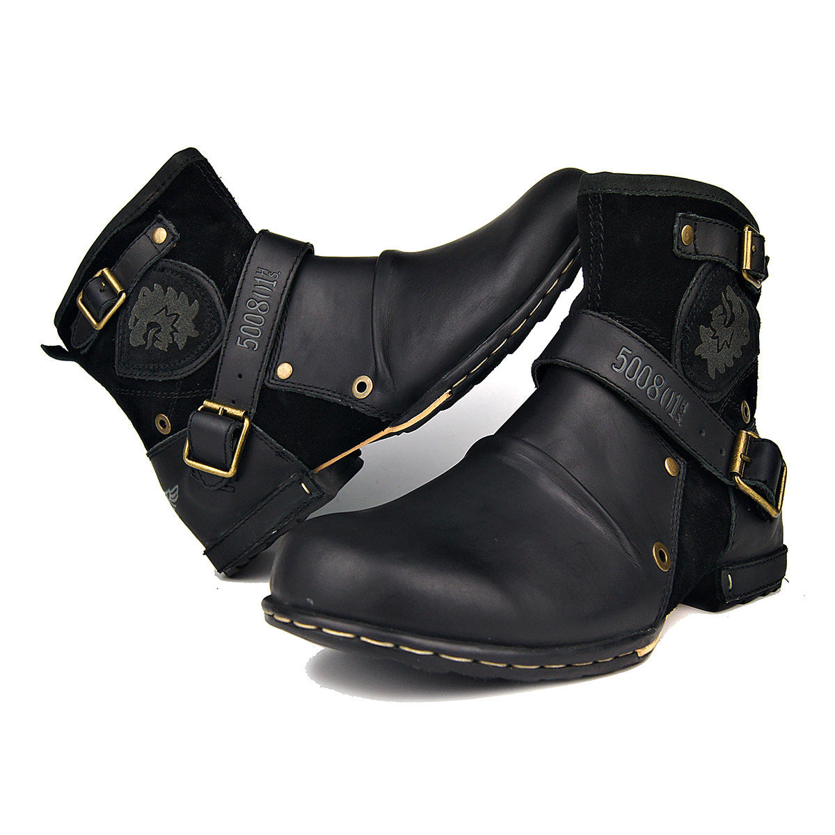 Herrenstiefel Vintage-Look Leder Stilisch Braun