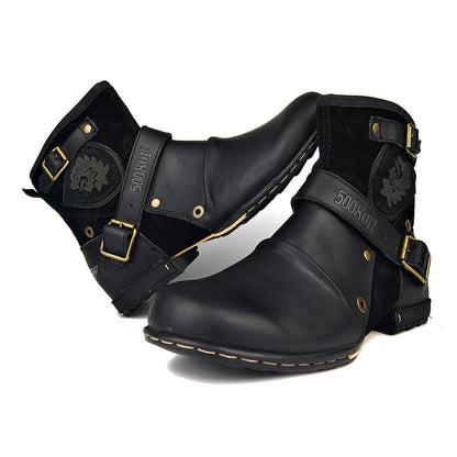 Herrenstiefel Vintage-Look Leder Stilisch Braun