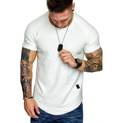 Herren Rundhalsshirt Modern Strukturiert Schulterpartie
