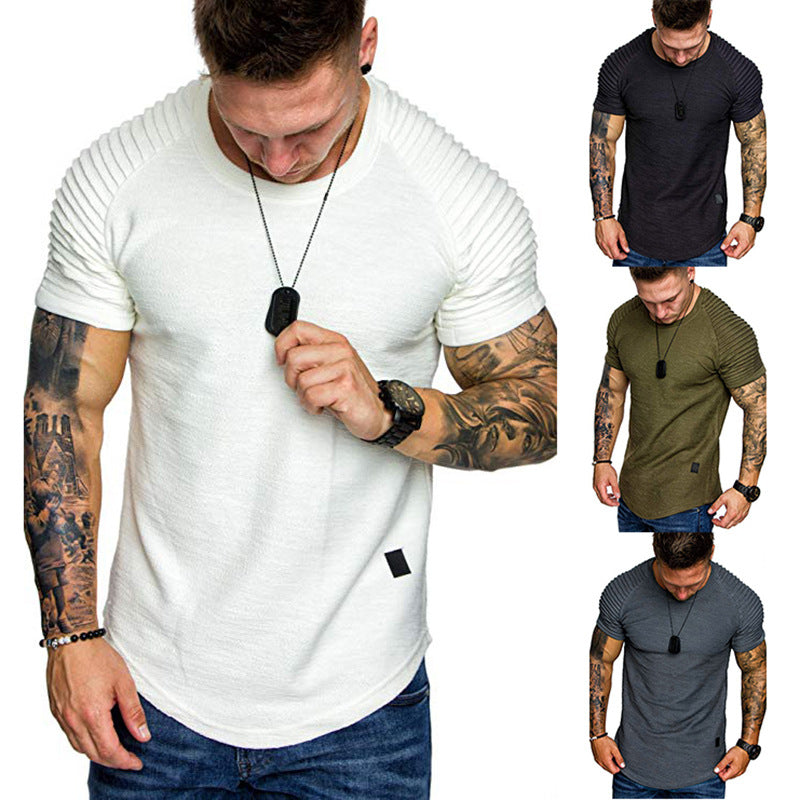 Herren Rundhalsshirt Modern Strukturiert Schulterpartie - BerlinGlamour