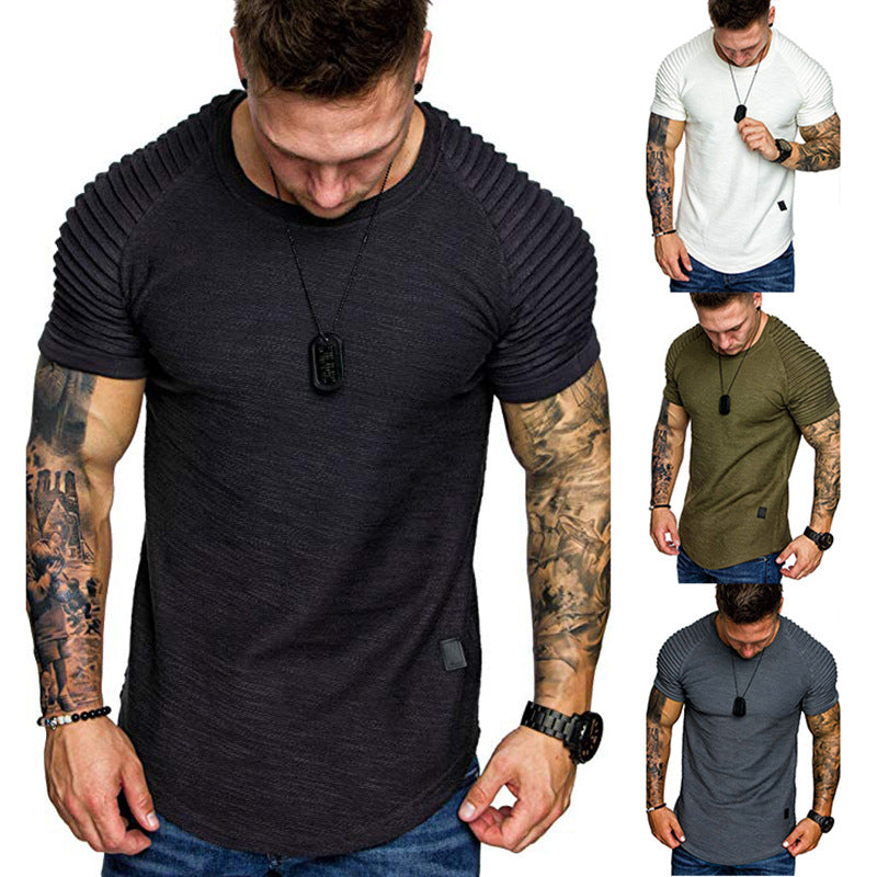 Herren Rundhalsshirt Modern Strukturiert Schulterpartie