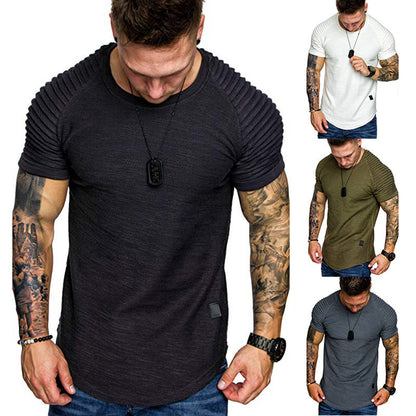 Herren Rundhalsshirt Modern Strukturiert Schulterpartie