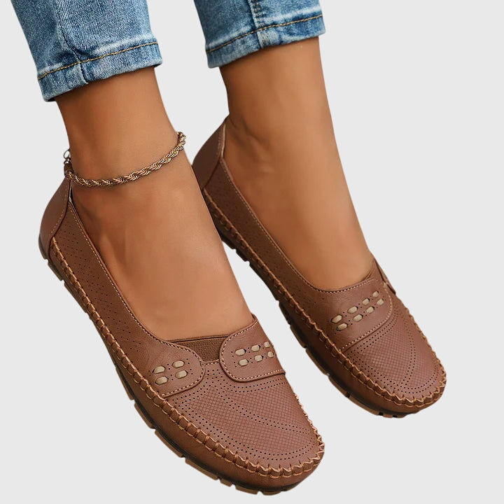 Damen Loafer Schuhe Lässig Perforiert Bequem