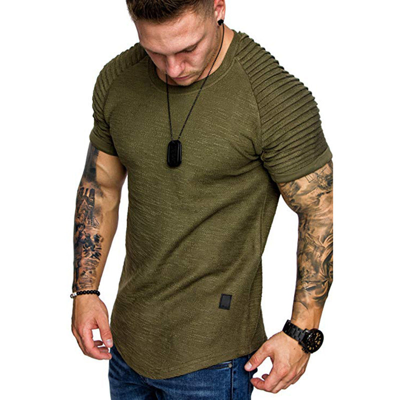 Herren Rundhalsshirt Modern Strukturiert Schulterpartie