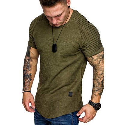 Herren Rundhalsshirt Modern Strukturiert Schulterpartie