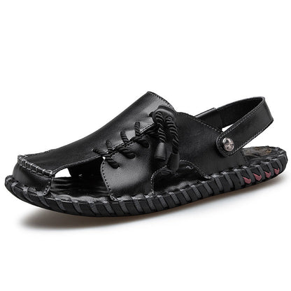 Herren Leder Sandalen Bequem Luftig Schnürung