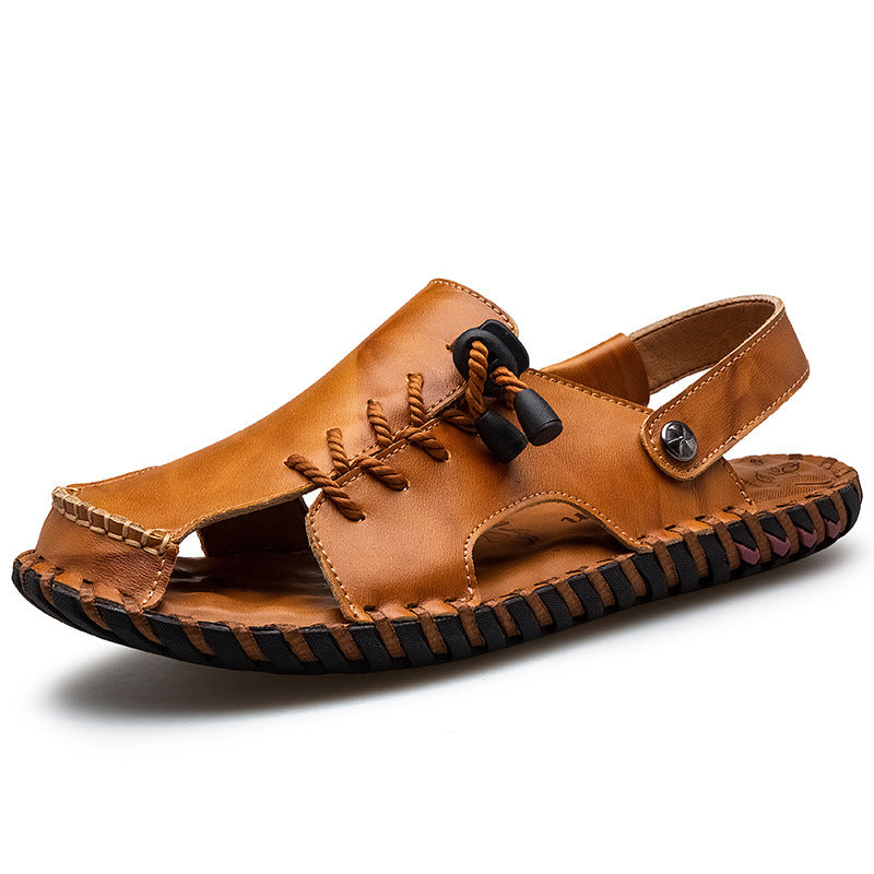 Herren Leder Sandalen Bequem Luftig Schnürung