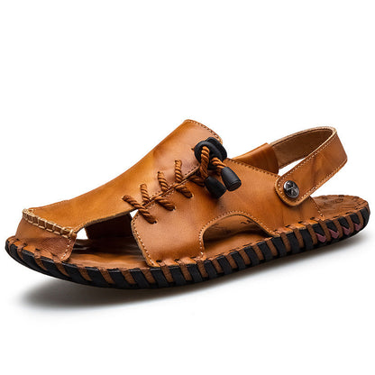 Herren Leder Sandalen Bequem Luftig Schnürung