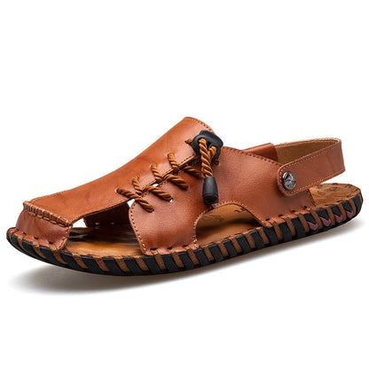Herren Leder Sandalen Bequem Luftig Schnürung