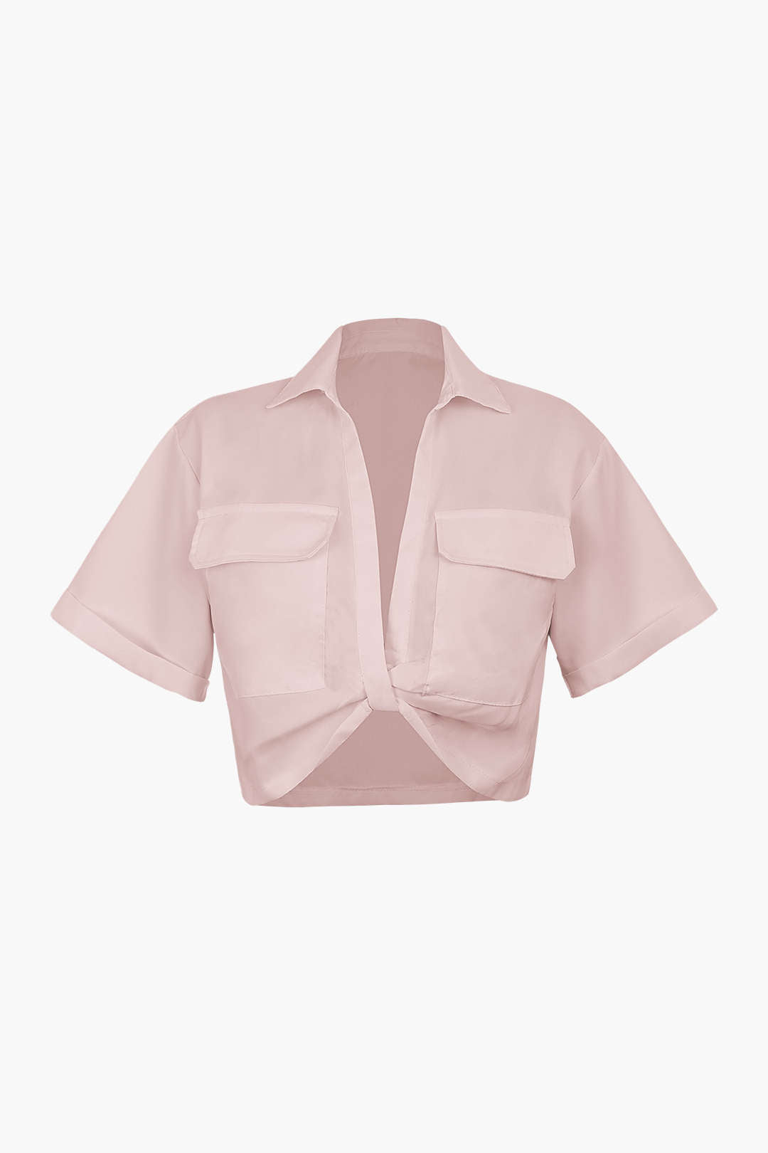 Kurzarmshirt Damen Crop Top mit Kragen Modern