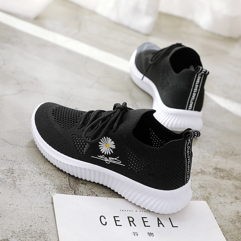 Damen Sneaker atmungsaktiv Blumenmuster rutschfest
