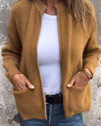 Einfachjacke Damen Klassisch Reißverschluss Modern