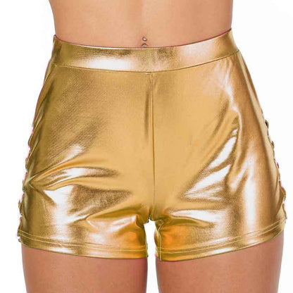 Glänzende Damen Shorts High Waist Damenmode