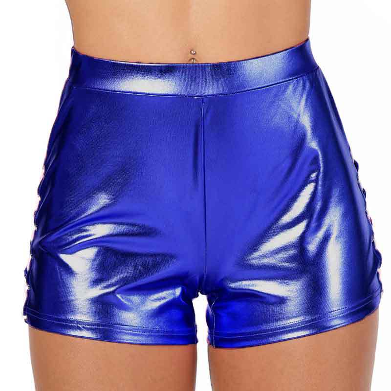 Glänzende Damen Shorts High Waist Damenmode