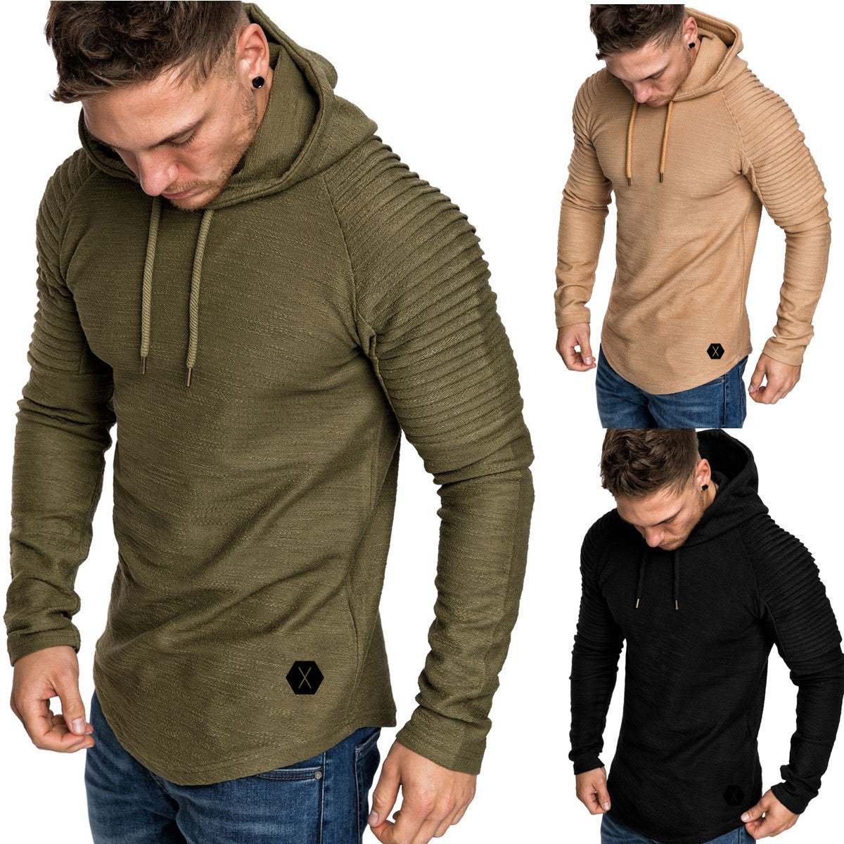 Herren Kapuzenpullover Strukturiert Modern mit Raglanärmeln - BerlinGlamour