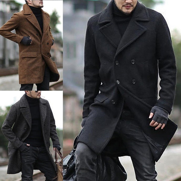 Herren Wollmantel Modern Edel Schwarz - BerlinGlamour
