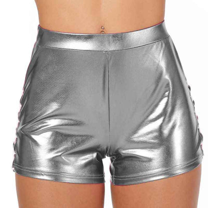 Glänzende Damen Shorts High Waist Damenmode - BerlinGlamour