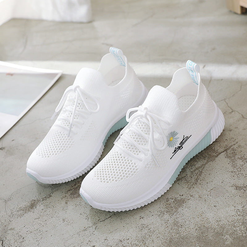 Damen Sneaker atmungsaktiv Blumenmuster rutschfest