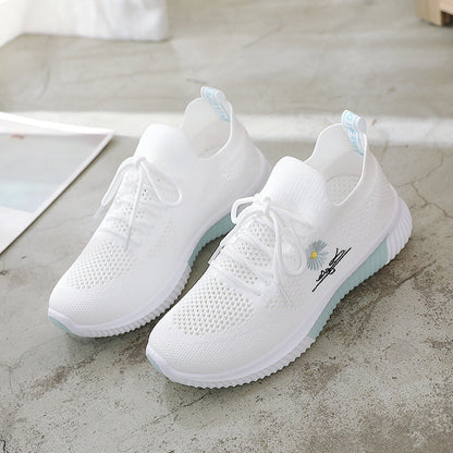 Damen Sneaker atmungsaktiv Blumenmuster rutschfest