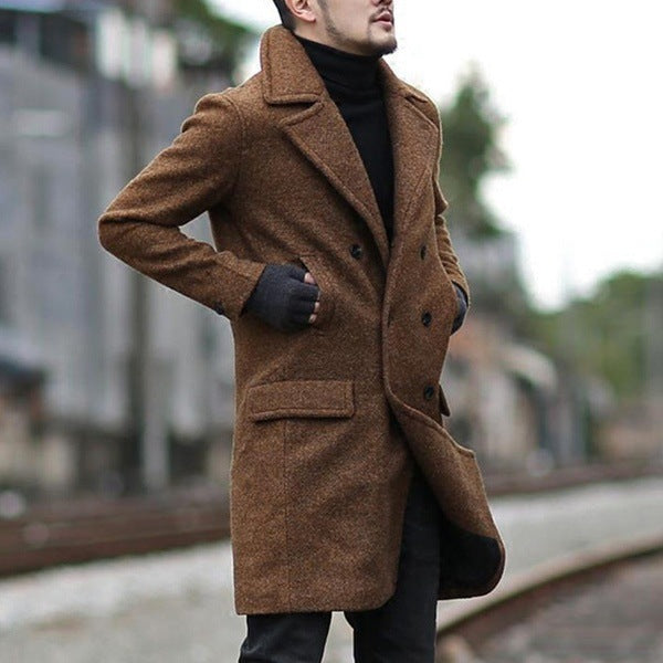 Herren Wollmantel Eleganter Wintermantel mit Doppelpunktur