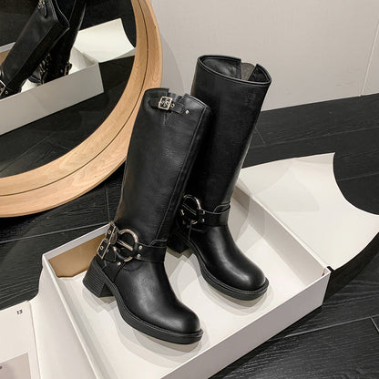 Schwarze Combat-Stiefel Damen Robust Lederstiefel