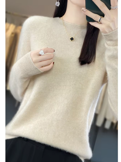 Damen Pullover Rundhals Weich und Elegant
