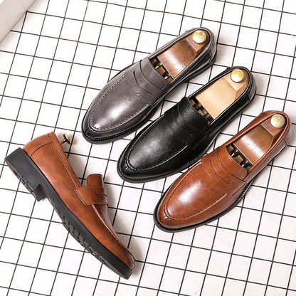 Herren Loafers Elegante Runde Spitze Lederschuhe