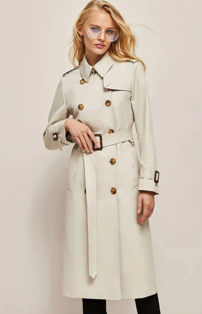 Frauen Mantel Lang Reverskragen Modern Stylisch