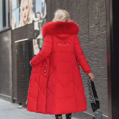 Damen Daunenmantel Lang Steppmantel Warm mit Kragen