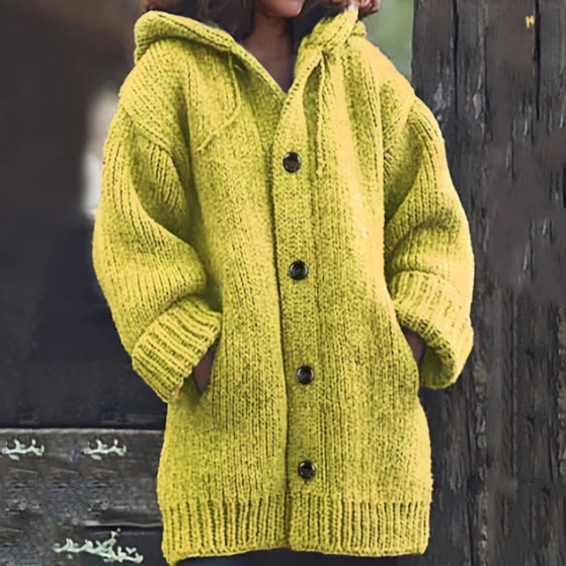Große Strickjacke Oversized mit Kapuze Warm