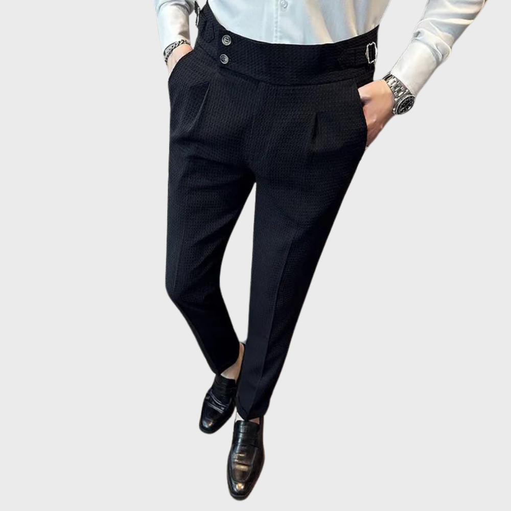 Herrenhose kariert mit hoher Bund und Komfort