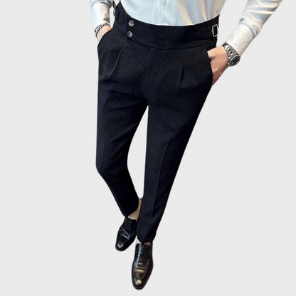Herrenhose kariert mit hoher Bund und Komfort