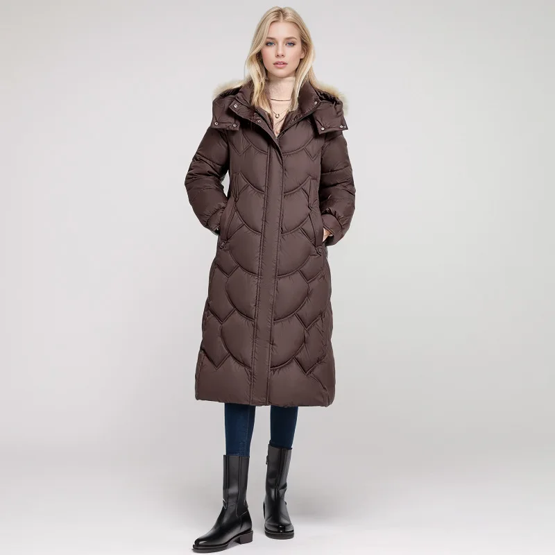 Langer Daunenmantel Steppjacke Winterwarm