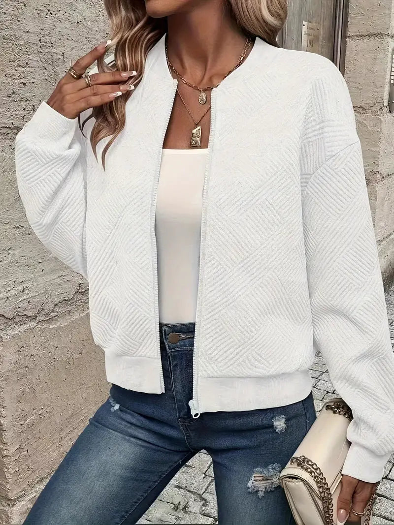 Damen Strickjacke Mit Reißverschluss und Struktur Modern