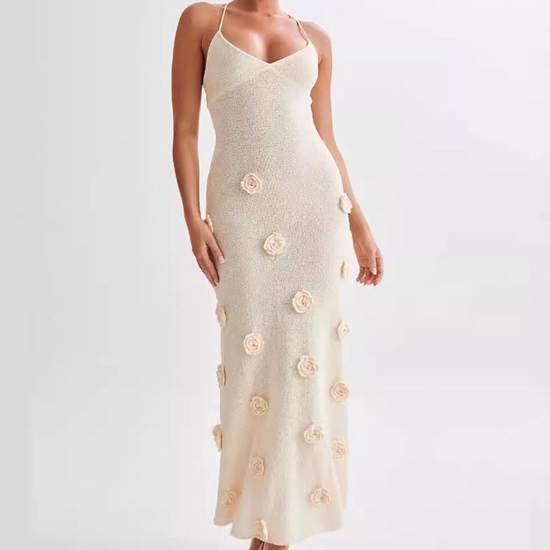 Damen Maxikleid Spaghettiträger Blumenmuster Elegant - BerlinGlamour