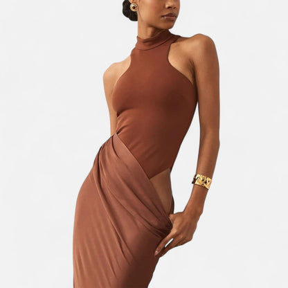 Damen Maxikleid Neckholder Cut Out Sommerkleid