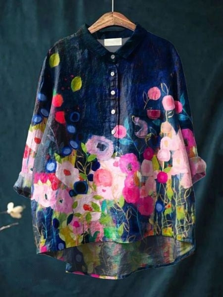 Elegante Blumenbluse Damen Sommer Top