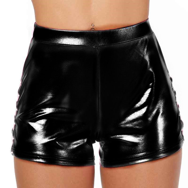 Glänzende Damen Shorts High Waist Damenmode