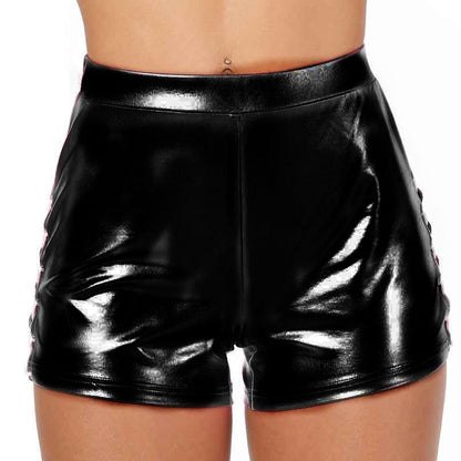 Glänzende Damen Shorts High Waist Damenmode